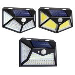 New type of solar panel courtyard light, outdoor three-sided wall light, motion-sensing light control, household rainproof ultra-bright LED light - 图片 2