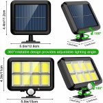 Solar-powered, sensor-operated, split-type wall light, 3-mode waterproof motion-sensing garden street light, solar light, garden light, 160/120/100COB. - 图片 6