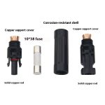 High-quality 10A/20A/30A photovoltaic DC solar panel fuses, 1000V IP67 waterproof fuse connectors with purple copper cores, for photovoltaic systems.