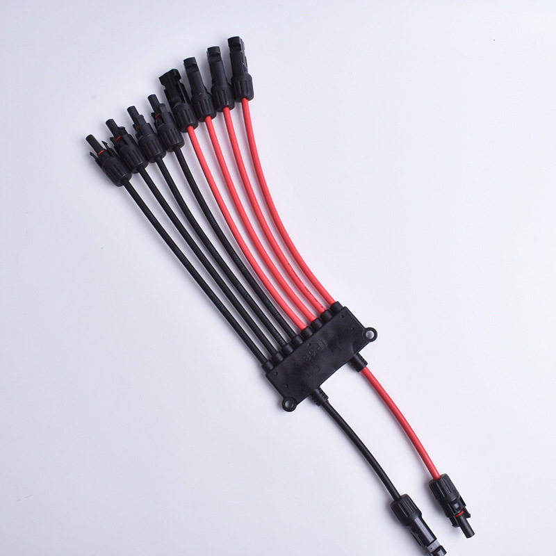 282 Photovoltaic red and black Y-type copper solar panel connecting wire 30cm, 2 to 4Y branch parallel connection wire 30A 1000V - 图片 1