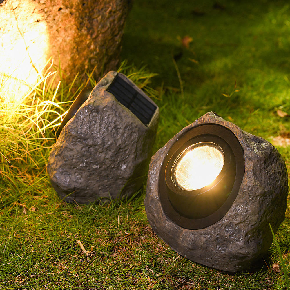 70 Solar Rock Lights | Realistic Stone Solar Spotlights for Garden Landscape - 图片 1