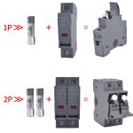 Photovoltaic solar 1000V DC fuse, with fuse holder and indicator light, 10A, 16A, 20A, 25A, 30A, 32A, DIN rail mounting, 1P, 2P, 3P, 4P