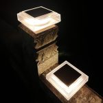 Solar-powered pole lights, warm white LED outdoor pole lights, waterproof ABS solar fence lights, suitable for garden villa courtyard landscaping. - 图片 4